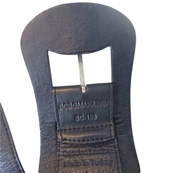 BCBG Max Azria Womens Black Genuine Leather Waist Belt With Buckle Size L main image 4